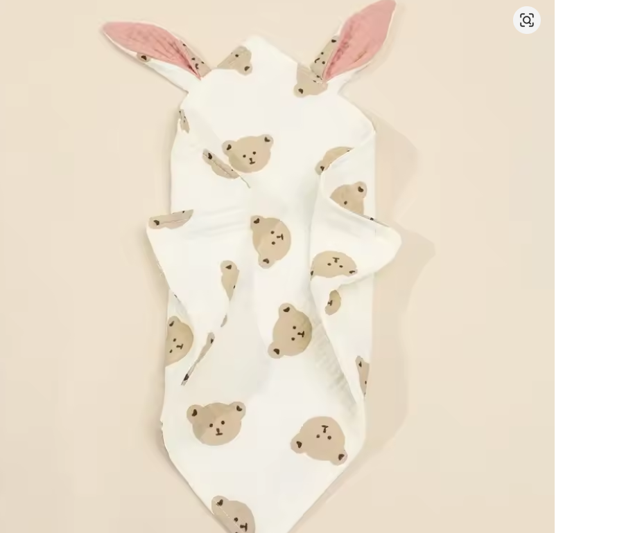 Doudou ours rose oreilles lapin coton mousseline