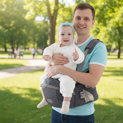 Papa portant son bébé avec le porte-bébé siège de hanche ergonomique - Convient aux mamans et papas
