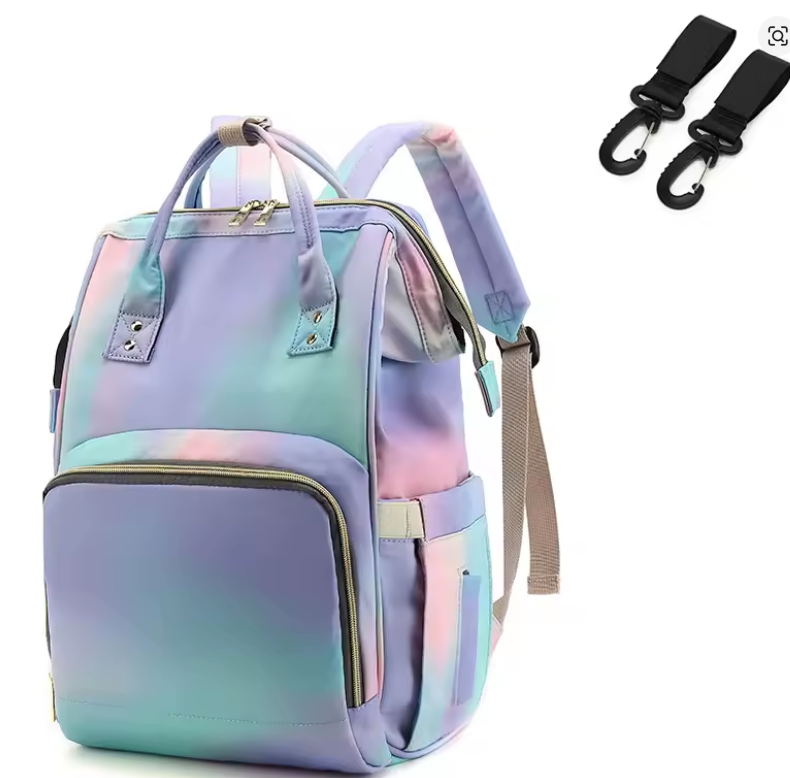 Sac à langer multifonction imperméable motif arc-en-ciel 
