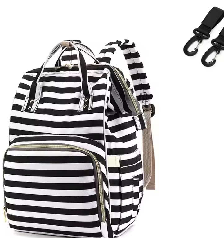 Sac à langer multifonction imperméable motif rayures 
