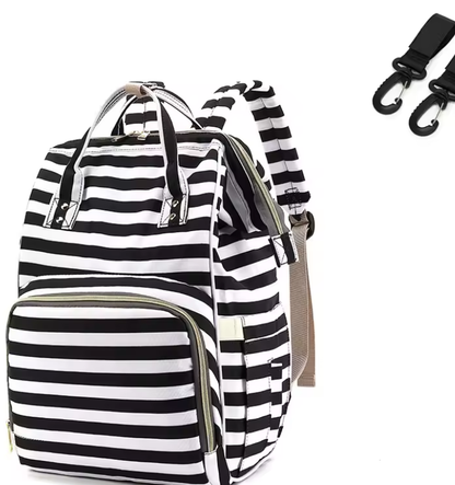 Sac à langer multifonction imperméable motif rayures 
