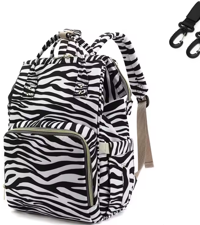 Sac à langer multifonction imperméable motif zèbre 

