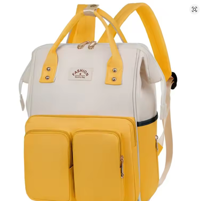 Sac a langer multifonctionnel bicolore jaune et blanc