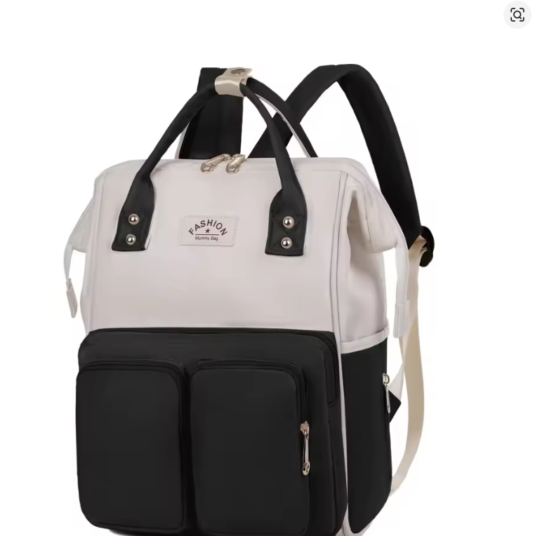Sac a langer multifonctionnel bicolore noir et blanc