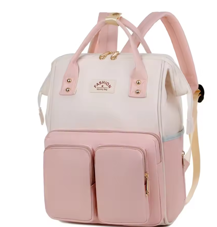 Sac a langer multifonctionnel bicolore Rose et blanc