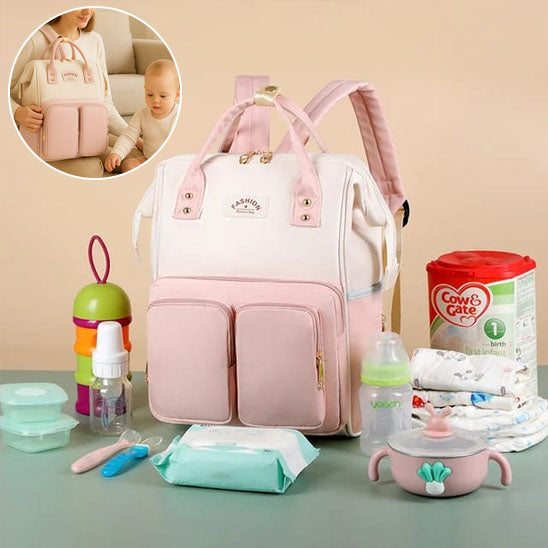Sac a langer rose avec accessoires bebe 