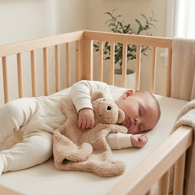 bebe dort avec son doudou ours