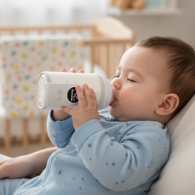 bebe se nourrit avec le chauffe lait usb