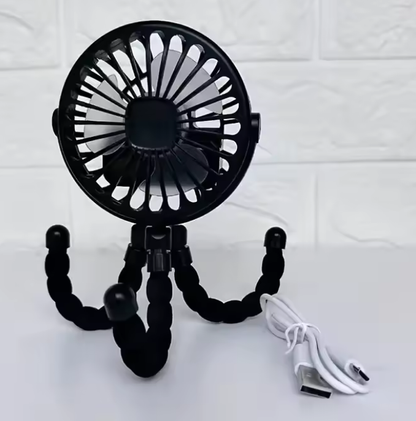 Ventilateur poussette flexible USB rechargeable vue principale noir
