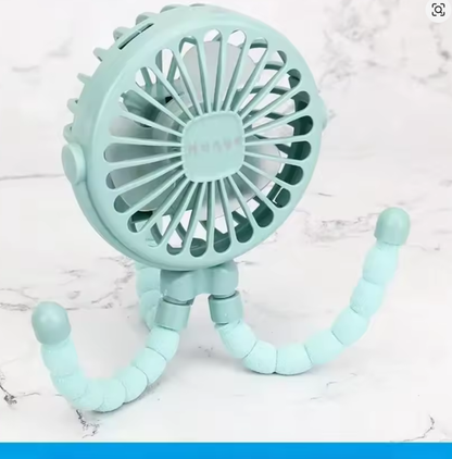 Ventilateur poussette flexible USB rechargeable vue principale vert